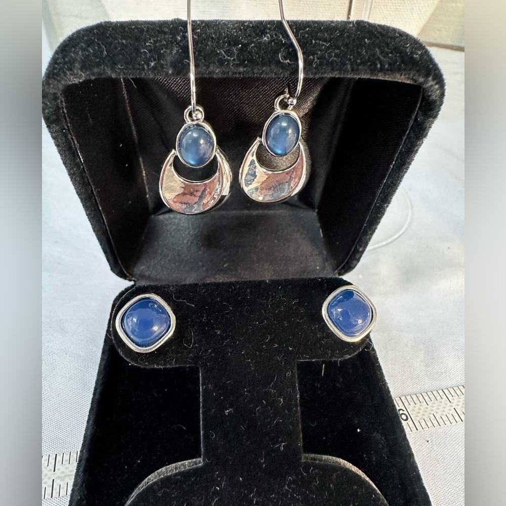 Blue and silver older style earrings